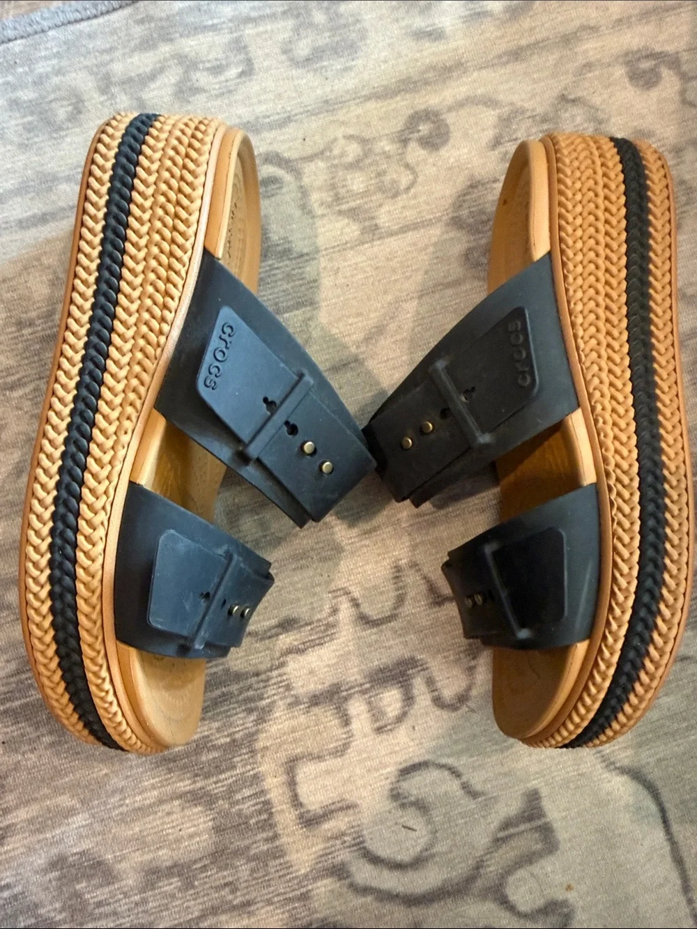 CROCS Black Brooklyn Woven Buckle Platform Sandals